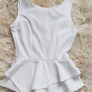 Lady Arden B White Peplum Top NWOT